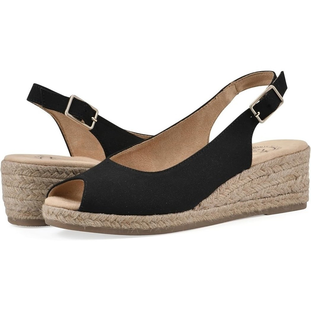 White Mountain Maize Women's Size 11 Wedge Slingback Espadrille Sandals Black